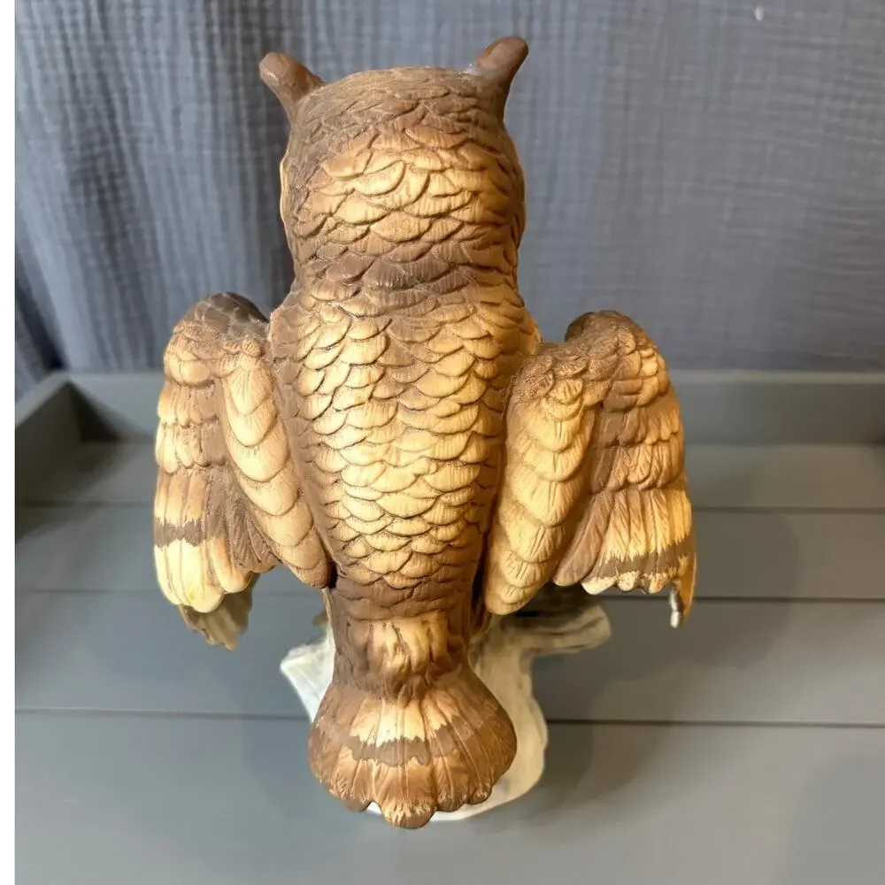 Vintage Great Horned Owl Porcelain Bisque Figurine Andrea By Sadek